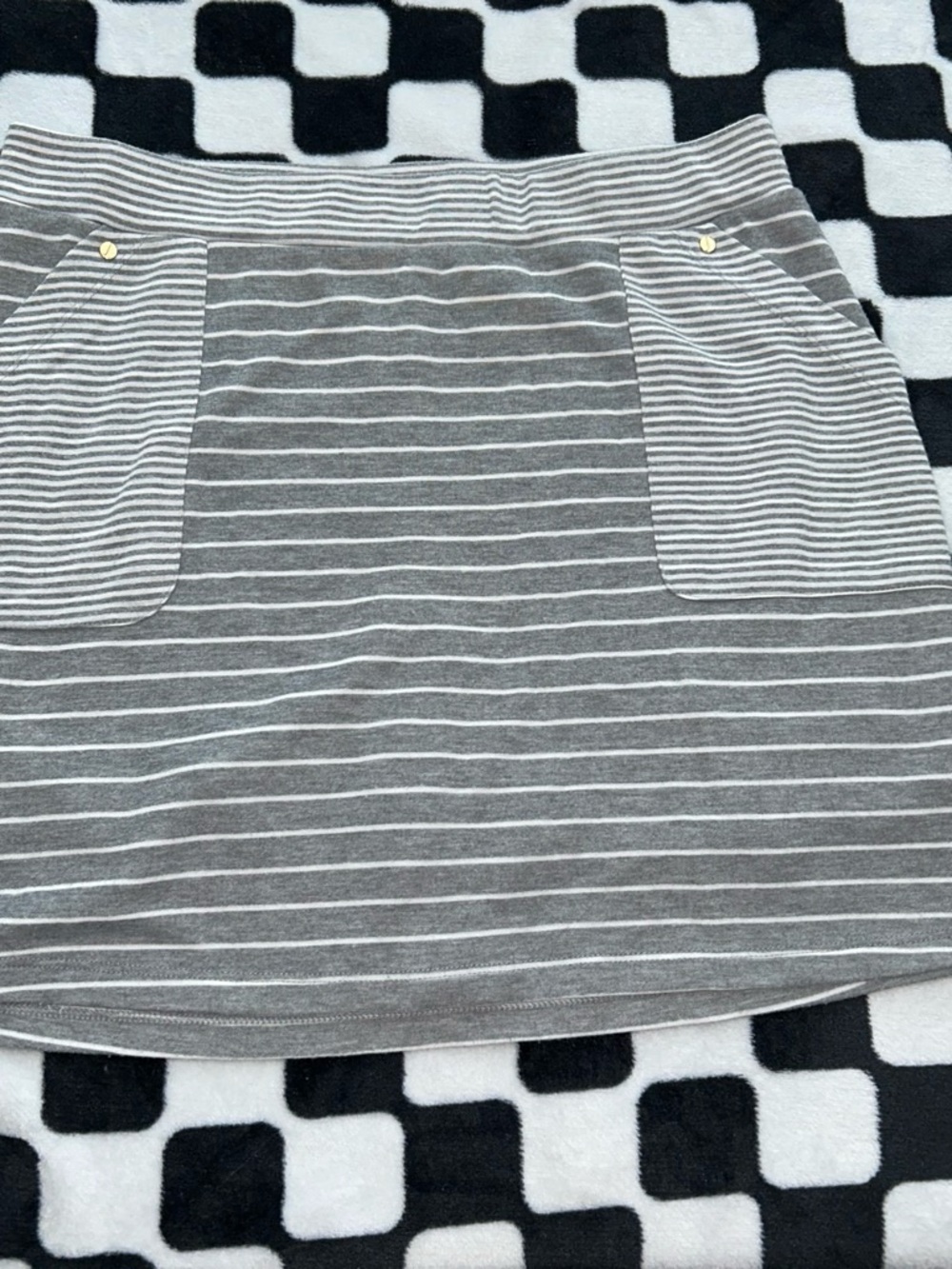 Vintage Jones New York Gray and White Striped Pocket Mini Skirt